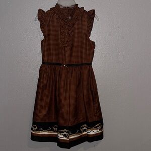 Janie and Jack Brown Dress with Black and Gold Trim